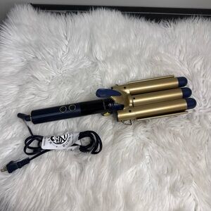Luxe + Willow Navy 3 Barrel Adjustable Heat Hair Curling Iron Model LW-1086